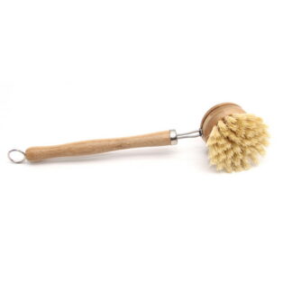 Custom LOGO Bamboo Dish Brush Long-Lasting Eco-Friendly Wooden Kitchen Cleaning Tool for Pots Pans B