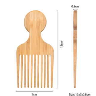 Afro Natural Bamboo Anti-Static Hair Pick Hair Wig Braid Hair Styling Comb for Long, Thick, Curly Lo