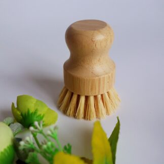 Eco Friendly Bamboo Palm & Sisal Bristles Mini Scrub Brush Pot Brush Dish Scrubber Natural Kitchen C